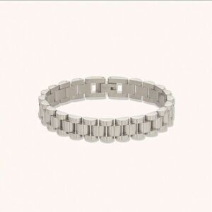 18K Silver Plated 1pc Link Bracelet Tarnish Free Hypoallergenic Watch Band Styl